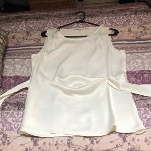 100% polyester off white ruched side blouse